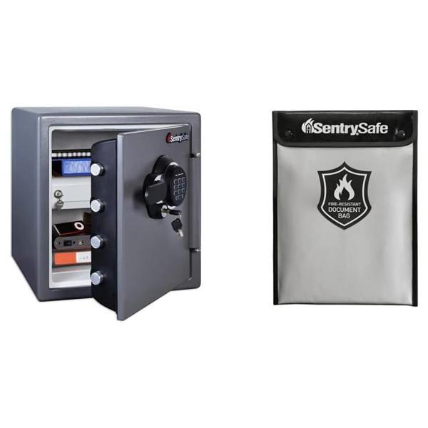 SentrySafe Fireproof And Waterproof Safe + SentrySafe Fire And Water Resistant Document Bag