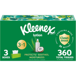 360-Count (3x 120ct) Kleenex 3-In-1 Soothing Lotion Facial Tissues Box
