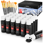 24-Pack Acrylic Paint With 12 Brushes (2 Oz/Bottle)