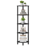 Vimber Industrial 5-Tier Corner Bookshelf (Black, UJSJ001B)