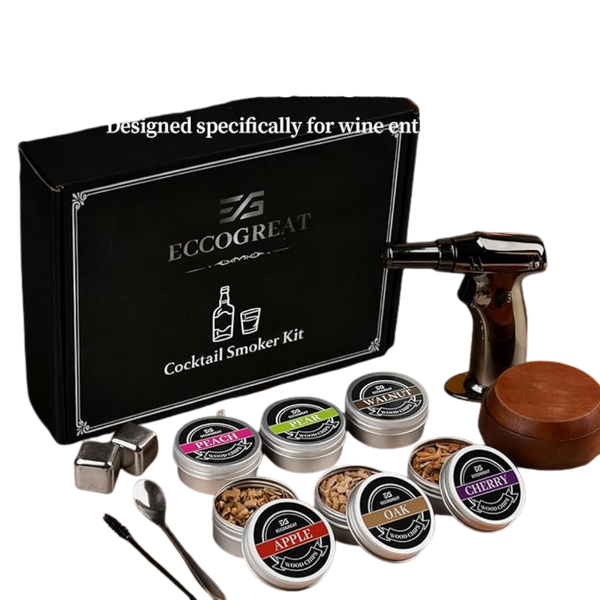 Eccogreat Whiskey Smoker Kit w/ Torch & 6 Wood Chip Flavors