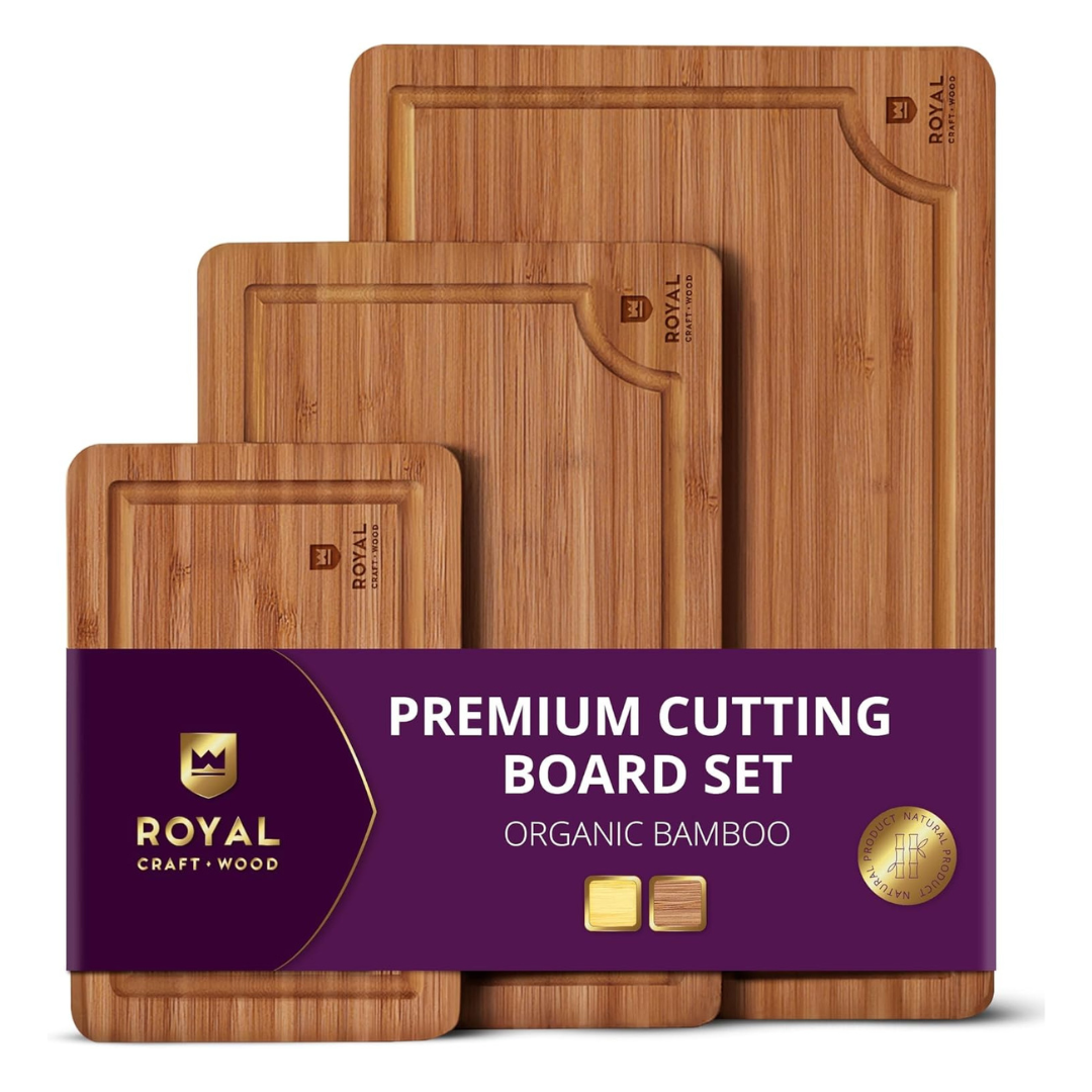 2-Piece Wooden Cutting Boards Set for Kitchen