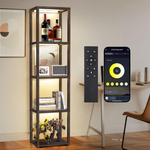 67" 5 Tier Glass Display Shelf with LED Floor Lamp