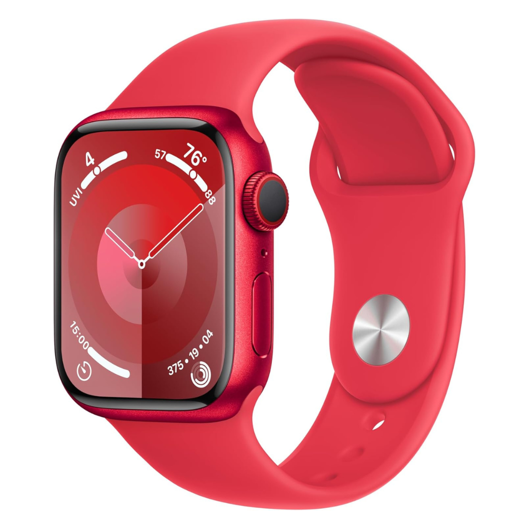 Apple Watch Series 9 [GPS + Cellular 41mm] Smartwatch With RED Aluminum Case With RED Sport Band