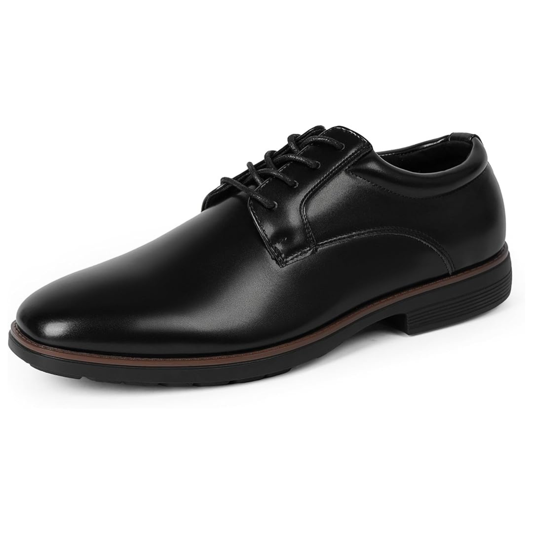 QIY Men's Square-Toe Lace-Up Oxford Dress Shoes (Black Or Brown)
