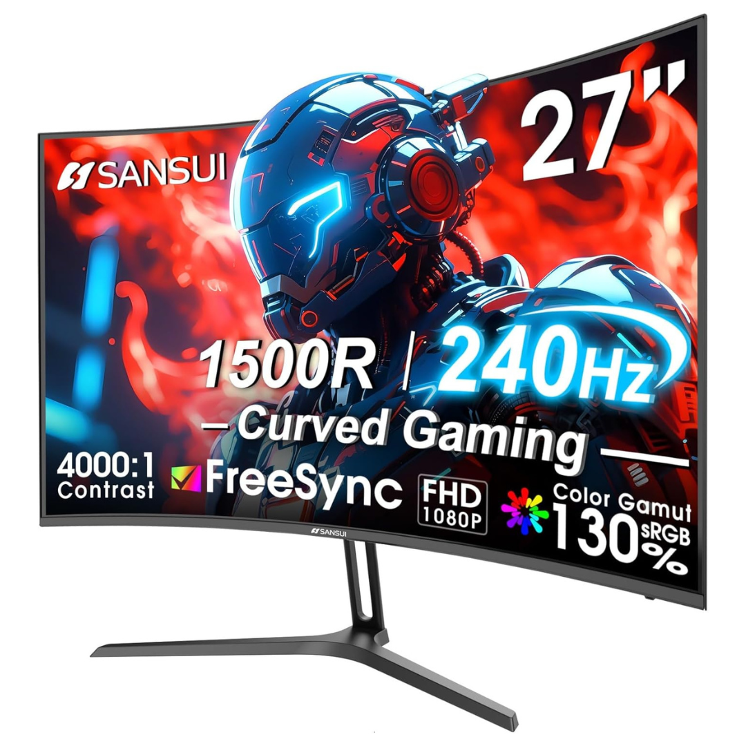 27" SANSUI 1500R Curved FHD 240Hz HDR IPS Gaming Monitor