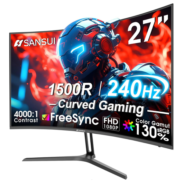 27" SANSUI 1500R Curved FHD 240Hz HDR IPS Gaming Monitor