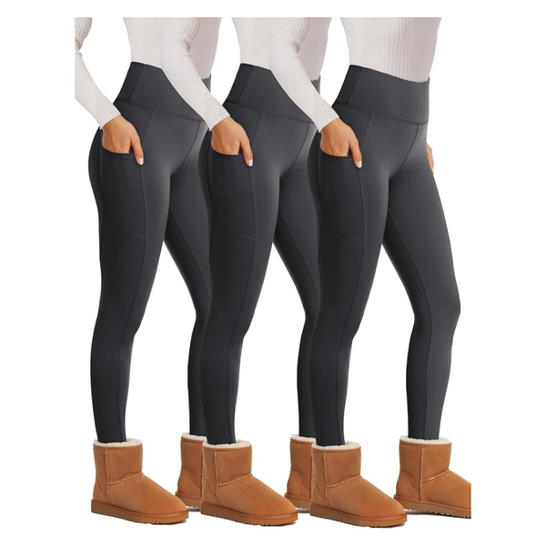 3-Pack Fleece Lined Leggings Women With Pockets (Various)