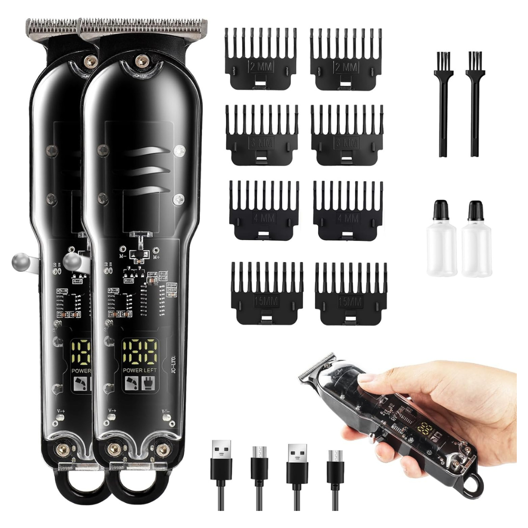 2-Pack Portable Cordless Hair Clippers With LED Display