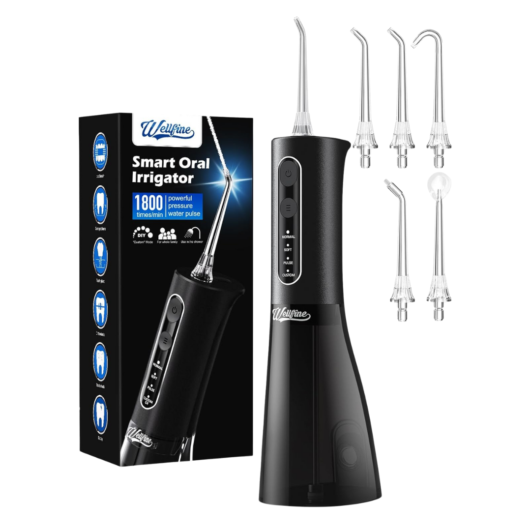 Wellfine 4-Modes IPX7 Waterproof Water Dental Flosser Teeth Pick