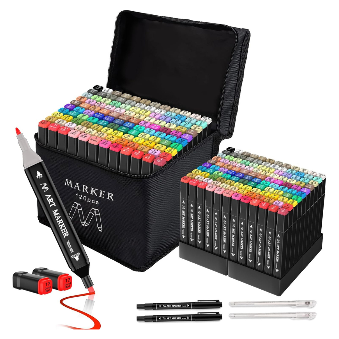 120-Colors Dual Tip Art Markers Pens Set