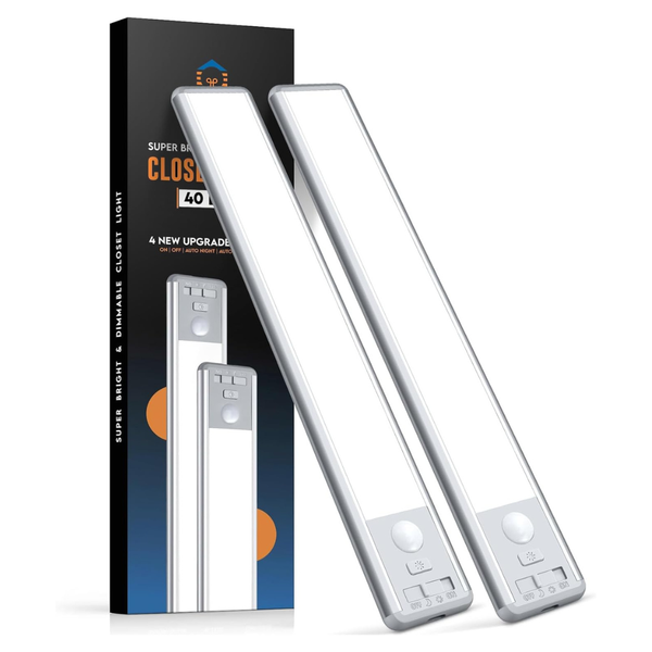 2-Pack 9.8" 40 LED Magnetic Motion Sensor Under Cabinet Lights