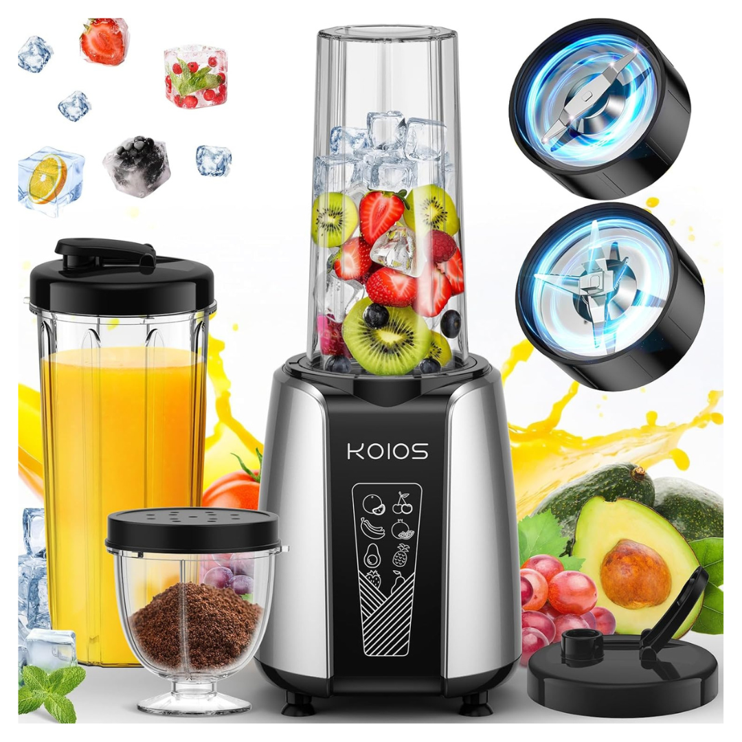 12-Piece KOIOS 1000W Smoothie Blender & Grinder Combo Set