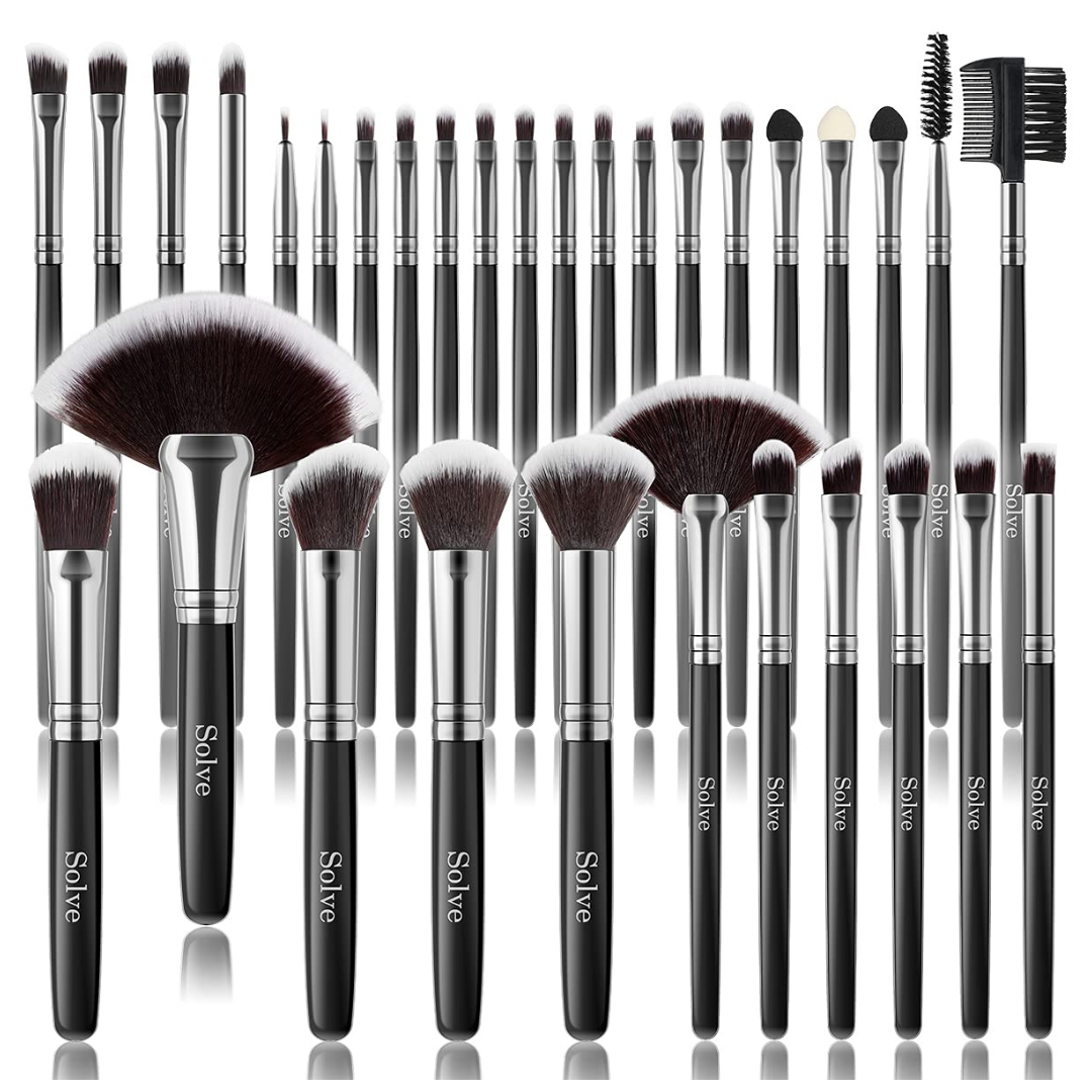 32-Piece Solve Professional Makeup Brush Set W/ Wooden Handle