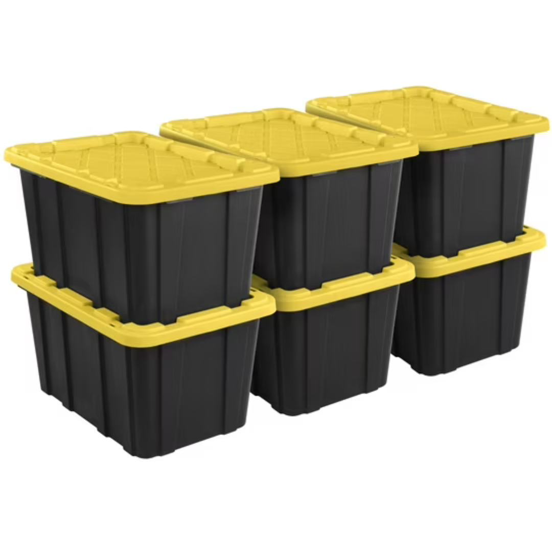 6-Pack 27-Gal Sterilite Industrial Tote Storage Bin W/ Snap-On Lid