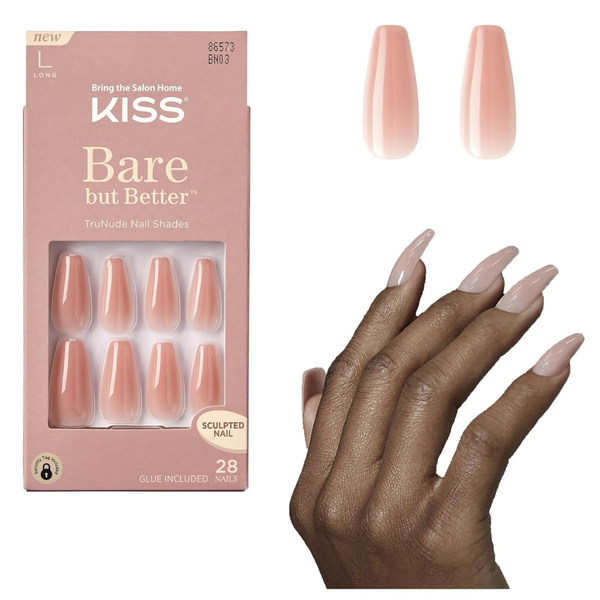 31-Piece KISS Bare but Better Press On Nails W/ Glue & Manicure Stick