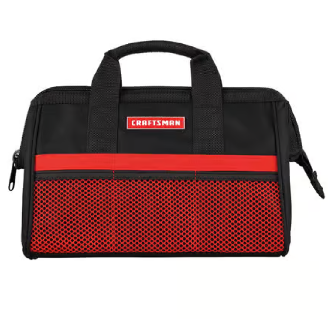 Craftsman 13 In. W X 9.75 In. H Wide Mouth Tool Bag 6 pocket Black/Red