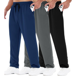3-Pack Men's Mesh Open Bottom Athletic Sweatpants w/ Pockets