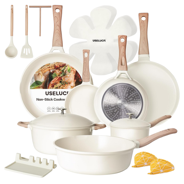 21-Piece Nonstick Ti-Ceramic Pots & Pans Set W/ Aluminum Lid