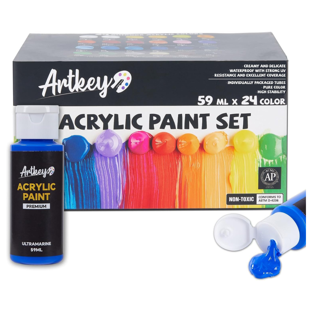 24-Pack Artkey Acrylic Paint Set (2 oz/59 ml)