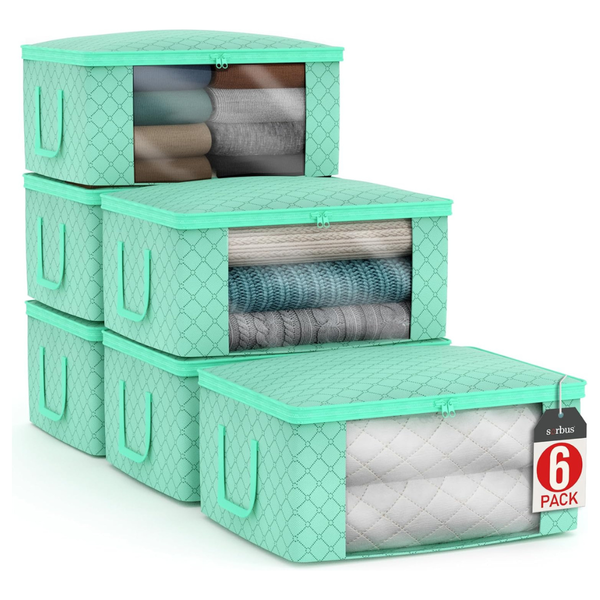 6-Pack Foldable Blanket Storage Bins With Handles