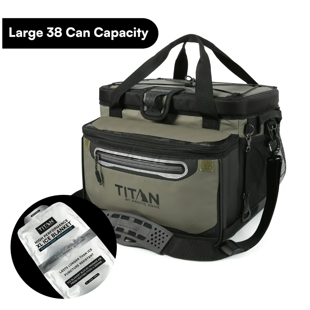 25QT Titan 38-Can Iceless Zipperless Soft Cooler W/ Ice Blanket