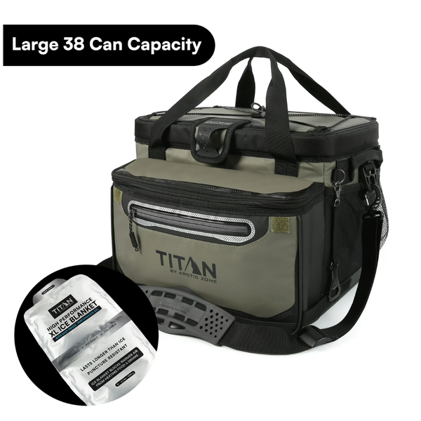 25QT Titan 38-Can Iceless Zipperless Soft Cooler W/ Ice Blanket
