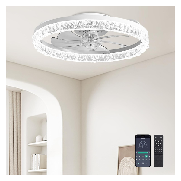 20" Flush Mount Low Profile Modern Ceiling Fan
