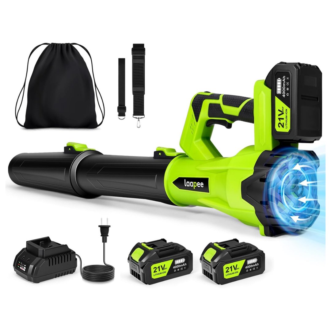 Laapee 680 CFM Electric Cordless Leaf Blower With Battery & Charger