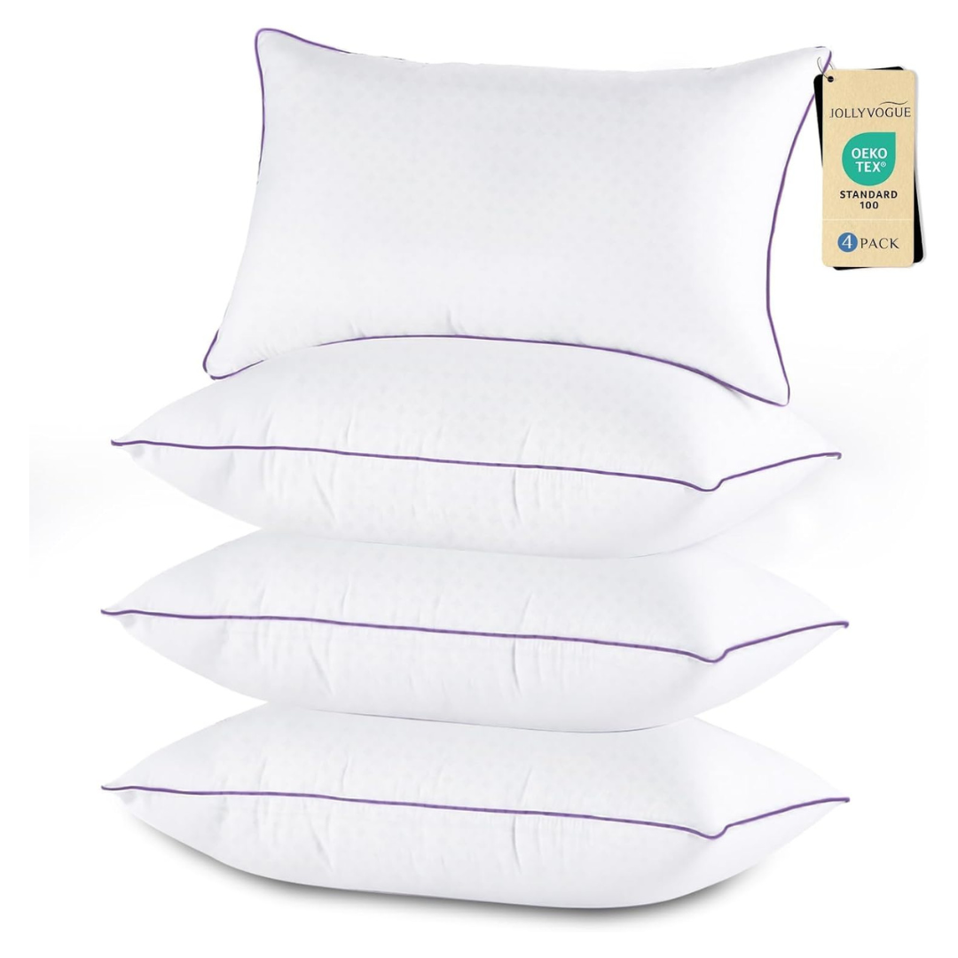 Set Of 4 Washable Queen Size Supportive Bed Pillows Set