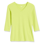 Amazon Essentials Women's Regular-Fit 3/4 Sleeve V-Neck T-Shirt