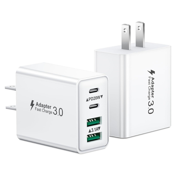 2-Pack 4-Port 40W USB-C Wall Charger
