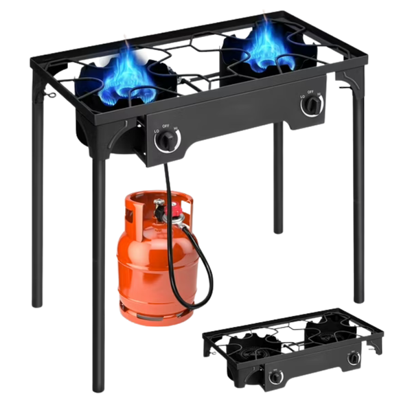 Ktaxon 2 Burner 150000 BTU Cooker Outdoor Stove Stand BBQ Grill