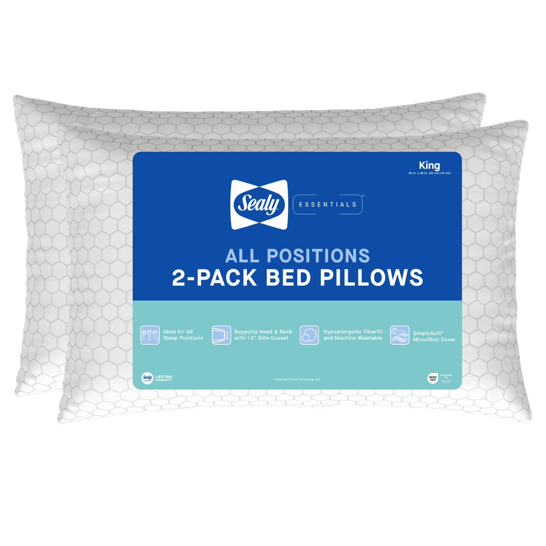 2-Count Sealy Essentials All Positions Bed Pillow (King)
