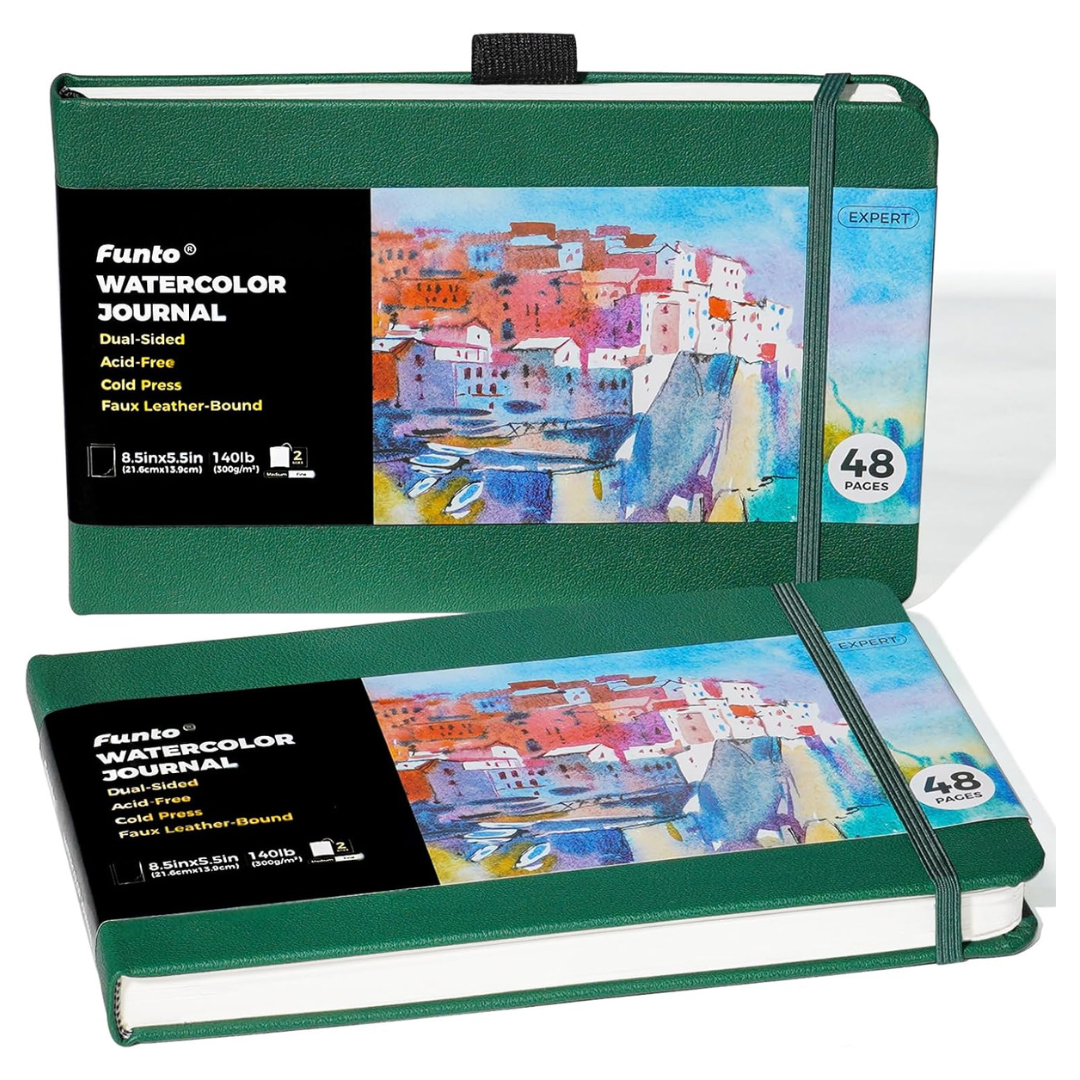 2-Pack Funto 8.5" x 5.5" Watercolor Journal
