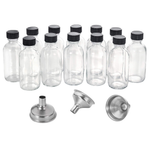 12-Pack Aozita 2oz Small Clear Glass Bottles With Lids & Funnels
