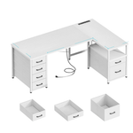 55" Computer Desk W/ 5 Drawers & File Cabinet