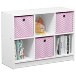 Furinno 6-Cube BASIC Book Shelf with Storage Bins