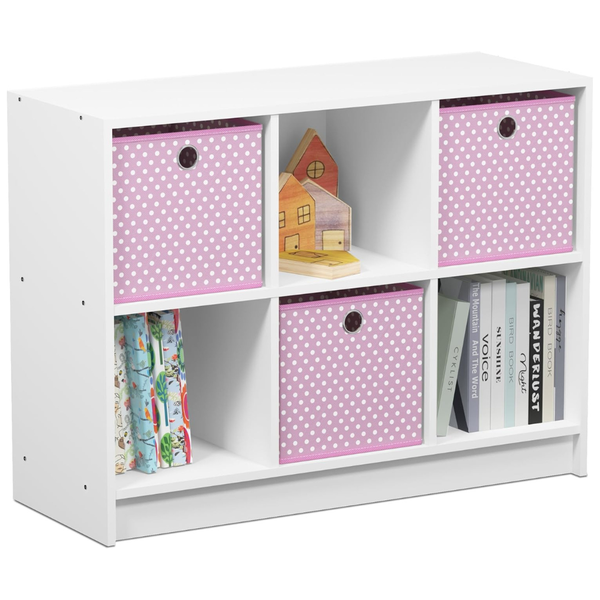 Furinno 6-Cube BASIC Book Shelf with Storage Bins