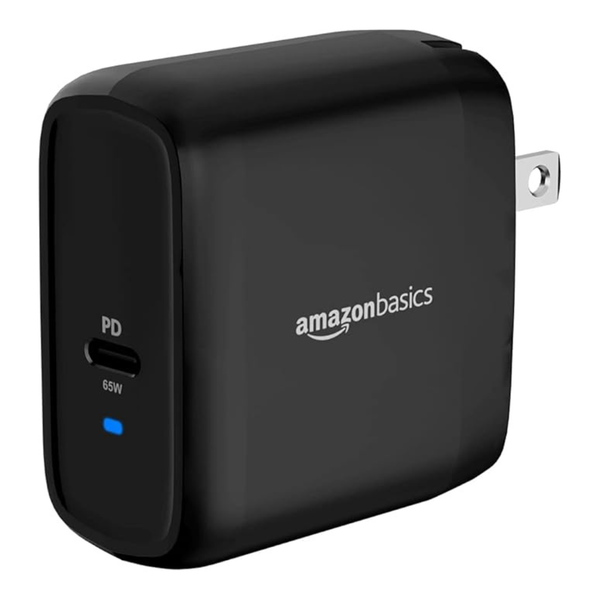 Amazon Basics 65W One-Port GaN USB-C Wall Charger Adapter