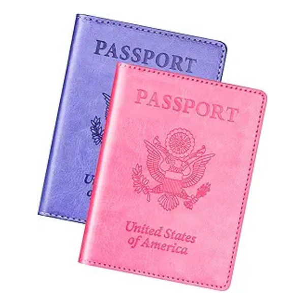 2-Pack Leather Passport Holder Cover Wallet Case