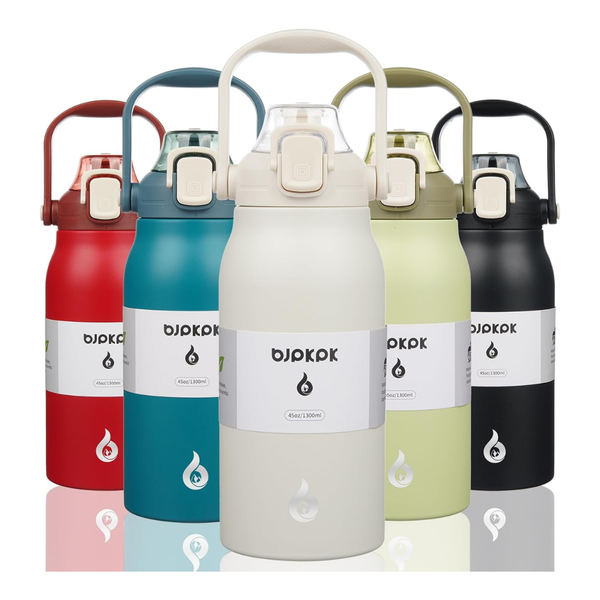 45-Oz Bjpkpk Insulated Stainless Steel Water Bottle w/ Straw & Lid (White)