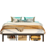 Bestier King Size Bed Frame with 49.2" High LED Storage Headboard Shelf