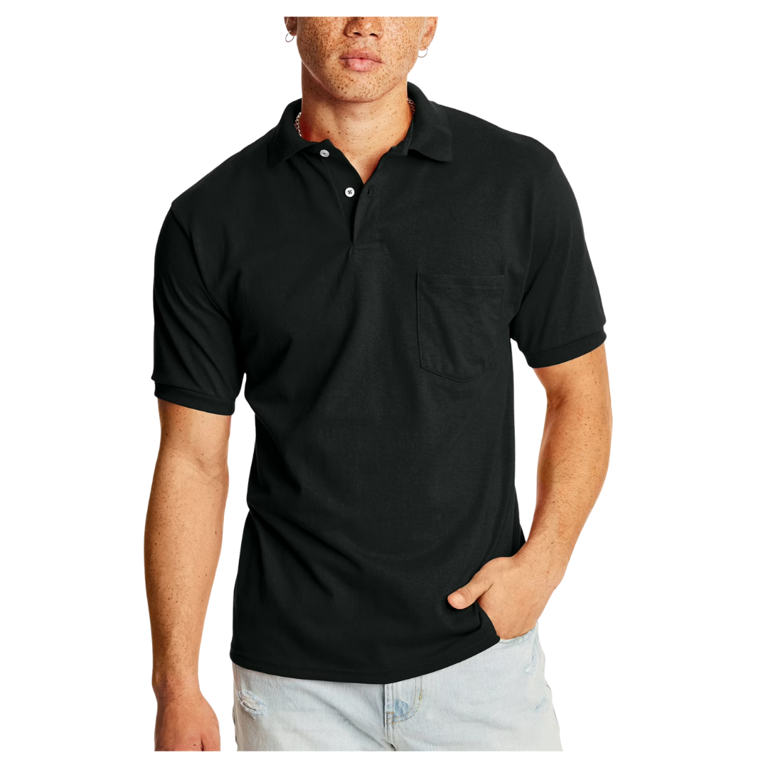 2-Pack Hanes Men's Short-Sleeve Jersey Pocket Polo Shirts