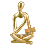 Thinker Statue Abstract Art Sculpture Gold Decor