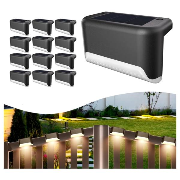 12 Pcs Waterproof LED Solar Step Deck Lights