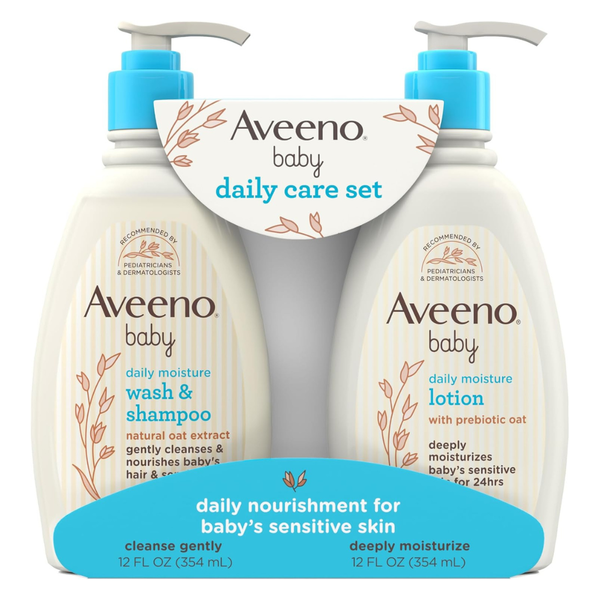 2-Pack Aveeno Baby Daily Care Gift Set W/ Oat Extract & Prebiotic Oat (12oz Bottles)