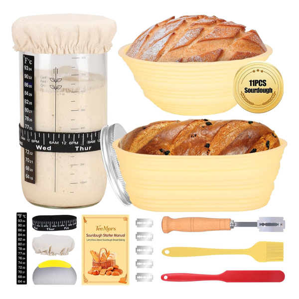 34oz Sourdough Starter Kit With 2 Proofing Baskets