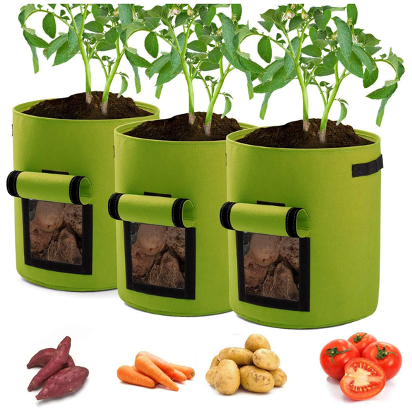 3-Pack 7-Gallons Grow Bags Aeration Tomato Plant Pots