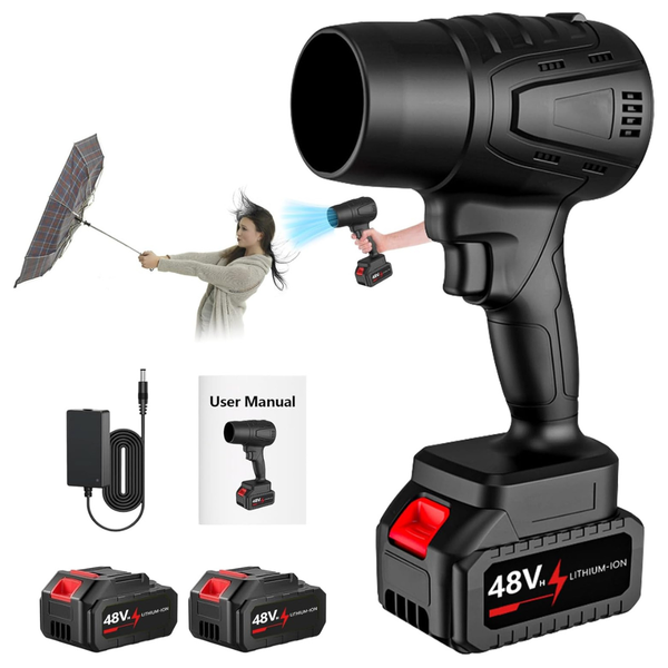 500000 RPM Turbo Power 21V Cordless Leaf Blower W/2 x Batteries